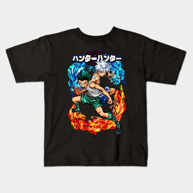 Gon & Killua Anime art Kids T-Shirt by Planet of Tees